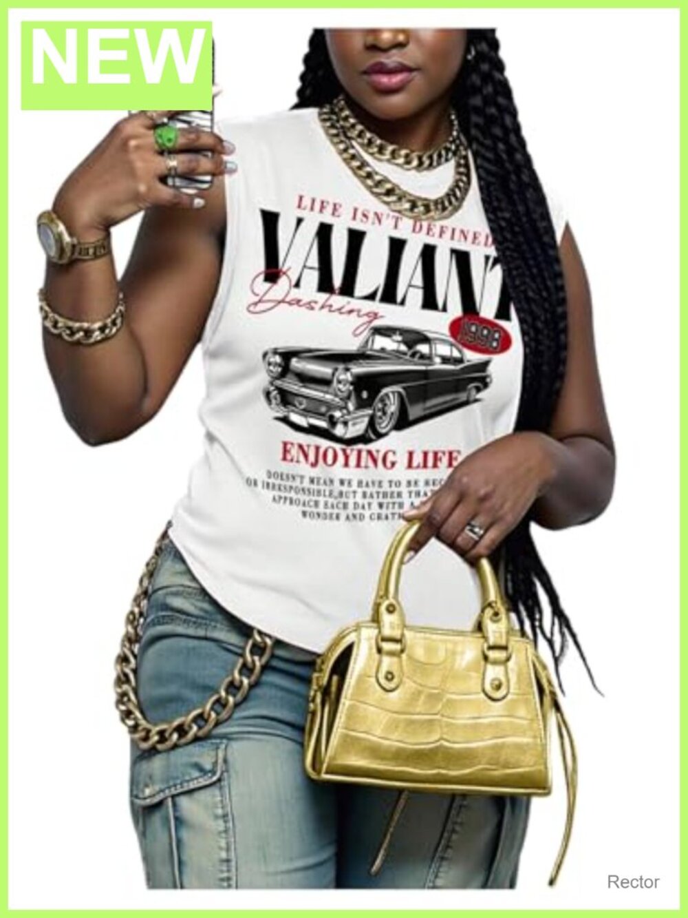 Women's Vintage Graphic Car Print Summer Tank Top Sleeveless Crew Neck Relaxed